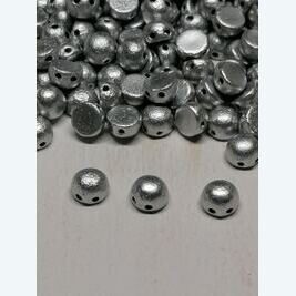 2-Hole Cabochon 6mm Etched Aluminium Silver