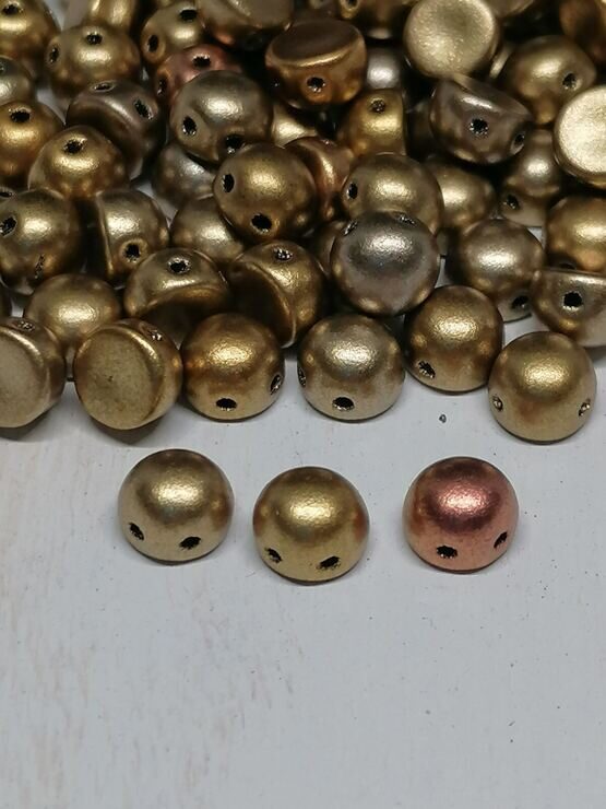 2-Hole Cabochon 6mm Metallic Mix