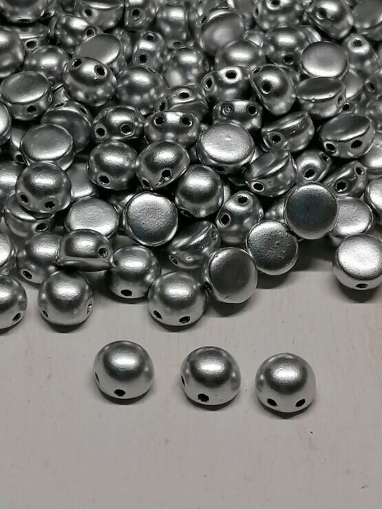 2-Hole Cabochon 6mm Aluminium Silver